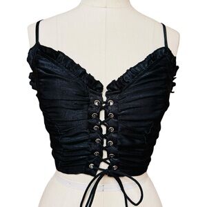 Shein Babydoll Fairy Grunch Corset Top Size XS Lace Up Whimsigoth Witchy Goth
